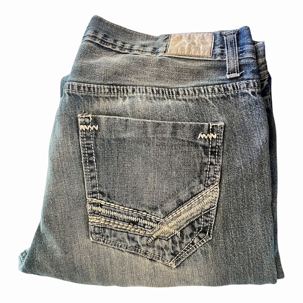 Carbon 36x30 Wide Leg Jeans Mens Blue‎ Medium Wash Relaxed Straight Leg READ